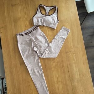 DOYOUEVEN Women's Activewear Set in Light Pink and Brown